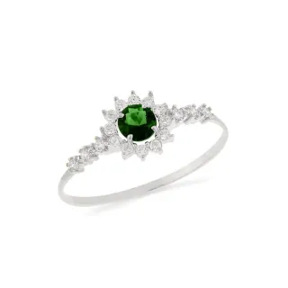Anel com pedra verde de ouro branco 18k Versailles I