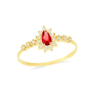 Anel com pedra vermelho ouro 18k Versailles VII