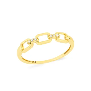 Anel corrente de ouro 18k cravejado elos