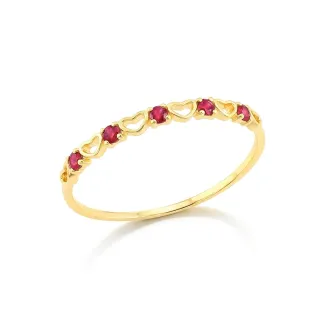 Anel de coração vazado ouro 18k delicado