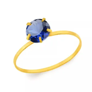Anel de formatura azul em ouro 18k