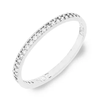 Anel de Ouro 18k branco aparador cravejado de pedras