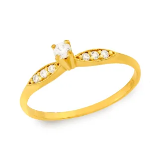 Anel de ouro 18k chuveiro solitário 