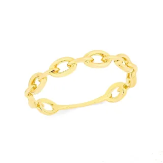 Anel de ouro 18k corrente elos ovais