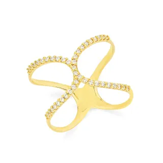 Anel de ouro 18k cravejado enlace