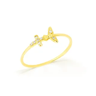 Anel de ouro 18k Divino e Cruz minha Fé