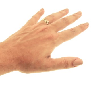 Anel de ouro 18k escrito "Jesus"