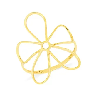 Anel de ouro 18k feminino flor grande