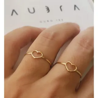 Anel de Ouro 18k infantil coração vazado