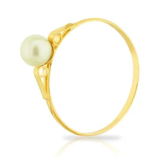 Anel de ouro 18k infantil modelo solitário com pérola natural