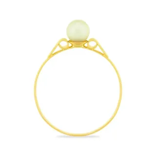 Anel de ouro 18k infantil modelo solitário com pérola natural