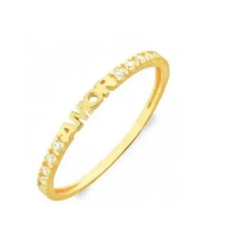 Anel de ouro 18k modelo aparador meia aliança "amor"