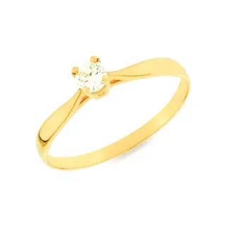 Anel de ouro 18k noivado modelo solitário com pedra zircônia de 3,5mm