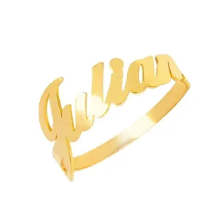 Anel de ouro 18k nome personalizado 