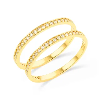 Anel de ouro 18k par de aparadores com zircônias 1mm