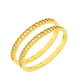 Anel de ouro 18k par de aparadores com zircônias 1mm