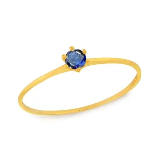 Anel de ouro 18k pedra azul 3mm