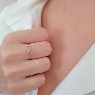  Anel de ouro 18k simbolo do infinito pequeno
