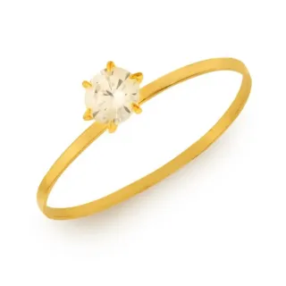 Anel de ouro 18k solitário com pedra de zircônia 4mm