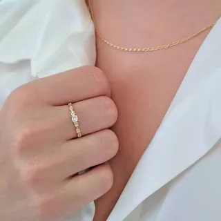Anel de ouro 18k solitário ondas laterais