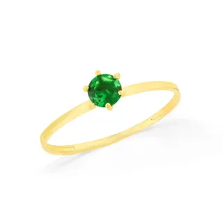 Anel de ouro 18k solitário verde 4mm
