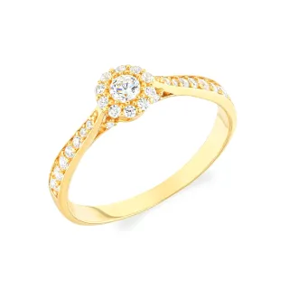 Anel de ouro 18k solitário noivado cravejado em zircônia 1