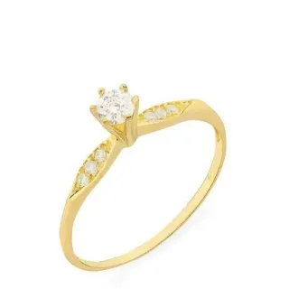 Anel de ouro 18k solitário / de noivado modelo chuveiro