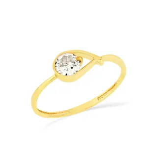 Anel de ouro 18k solitário drop