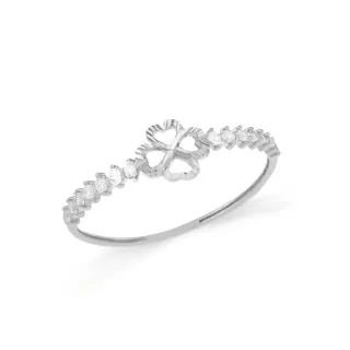 Anel de ouro branco 18k delicado trevo