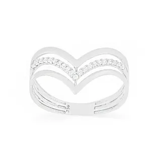 Anel de ouro branco 18k Edge cravejado