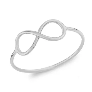 Anel de ouro branco 18k infinito