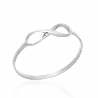 Anel de ouro branco 18k infinito simples