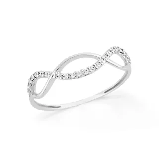 Anel de ouro branco 18k Wave cravejado