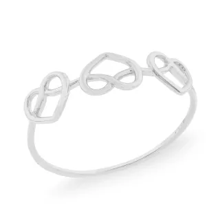 Anel de ouro branco coração 18k entrelaçado