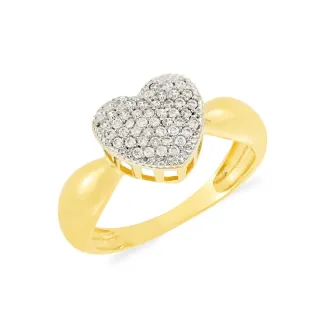 Anel de ouro chuveiro 18k coração alto