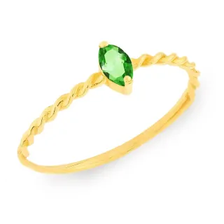 Anel de ouro delicado ouro 18k pedra verde