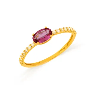 Anel de ouro feminino 18k cor rubelita