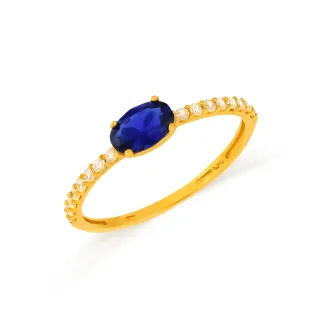 Anel de ouro feminino pedra azul 18k colors