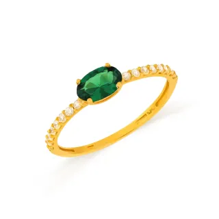 Anel de ouro feminino pedra verde 18k colors