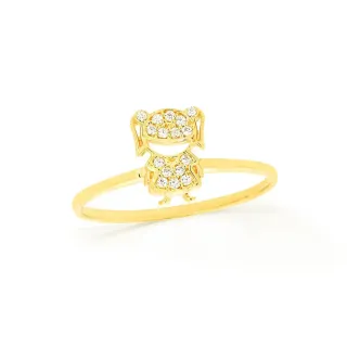 Anel filha menina de ouro 18k cravejada