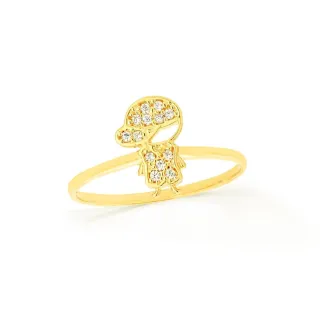 Anel filho menino de ouro 18k cravejado 