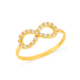 Anel infinito de ouro 18k com pedras 