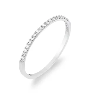  Anel meia aliança de ouro 18k branco zirconias