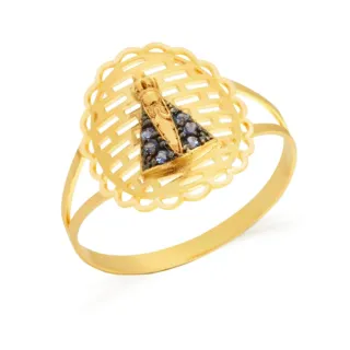 Anel Nossa Senhora Aparecida ouro 18k IV