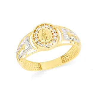 Anel Nossa Senhora Aparecida ouro 18k rodinado