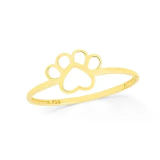 Anel patinha de ouro 18k cachorro ou gato