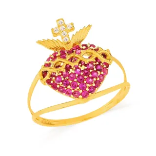 Anel Sagrado Coração de Jesus de ouro 18k