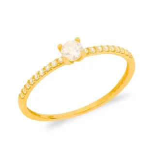 Anel solitário de ouro 18k zircônias