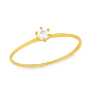 Anel solitário feminino de ouro 18k 3mm