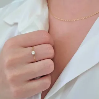 Anel solitário feminino de ouro 18k 3mm